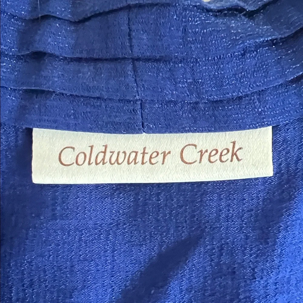 Coldwater Creek Royal Blue Button Down Ruffle Front Blouse - PL - Picture 4 of 10
